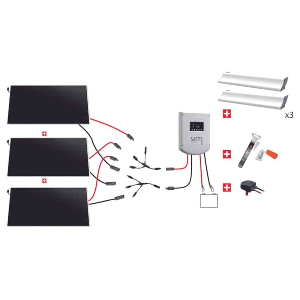 Kit Solaire 450W 12V (3x150W) - Panneau Standard avec Régulateur MPPT