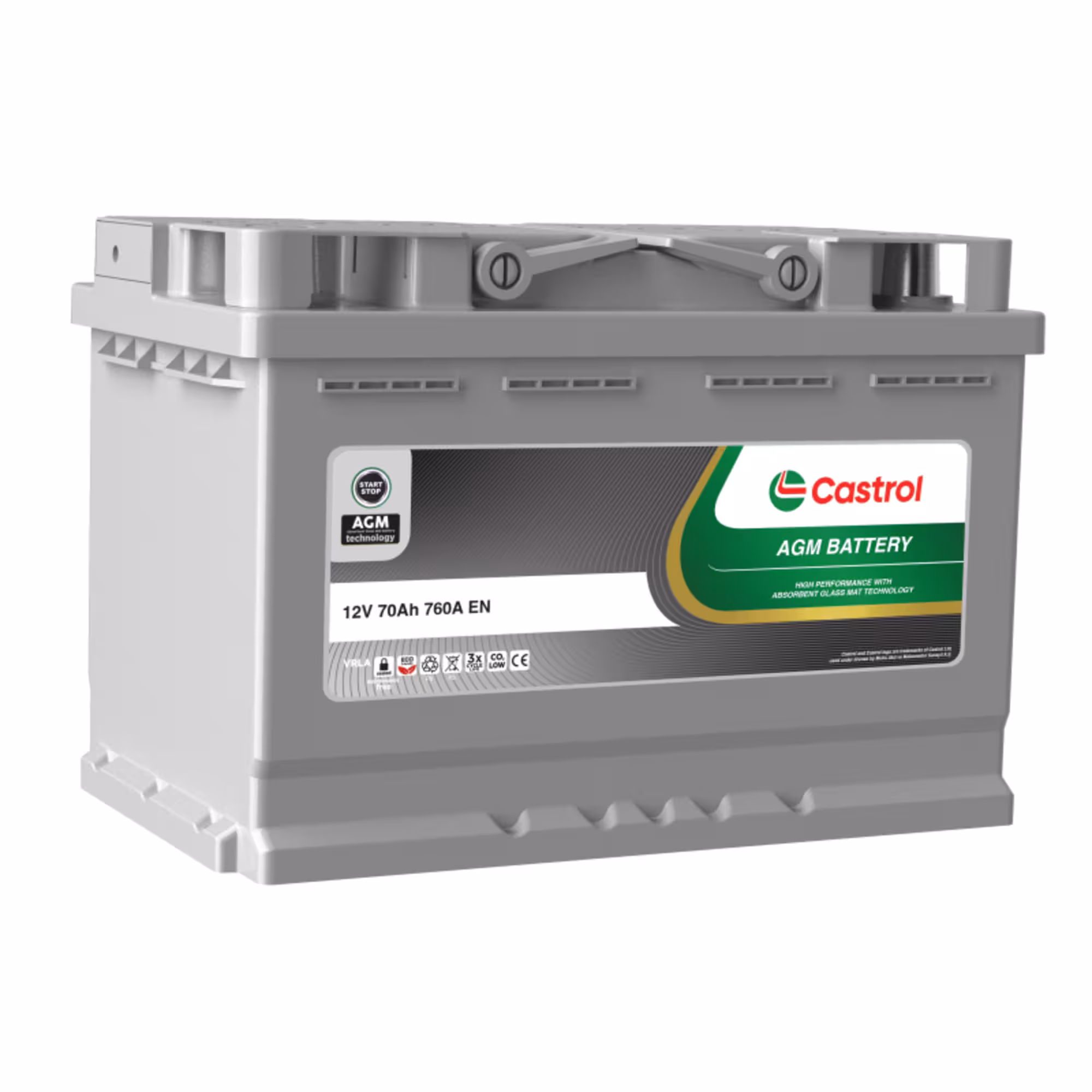 Batterie voiture start stop castrol 12v 70ah 760a cst.agm.l3.70.076.a 1