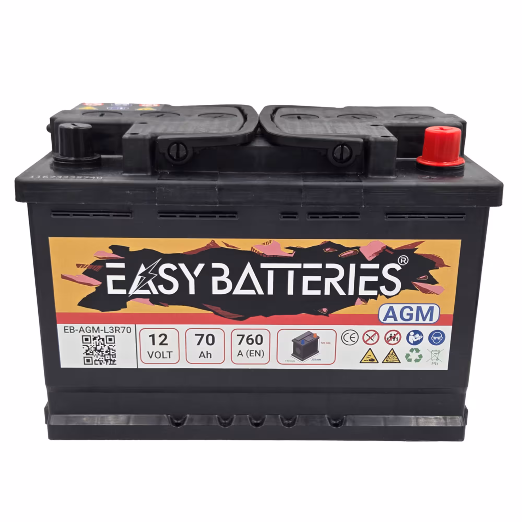Batterie voiture start stop easy batteries eb agm l3r70 1