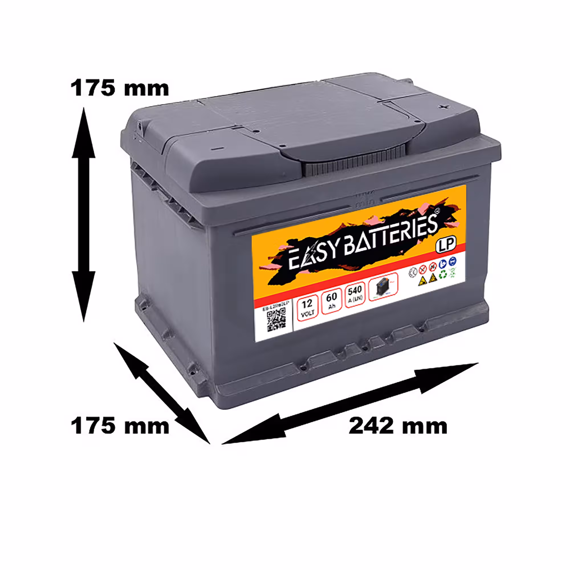 Batterie Voiture 12V 60Ah 540A Taille Basse