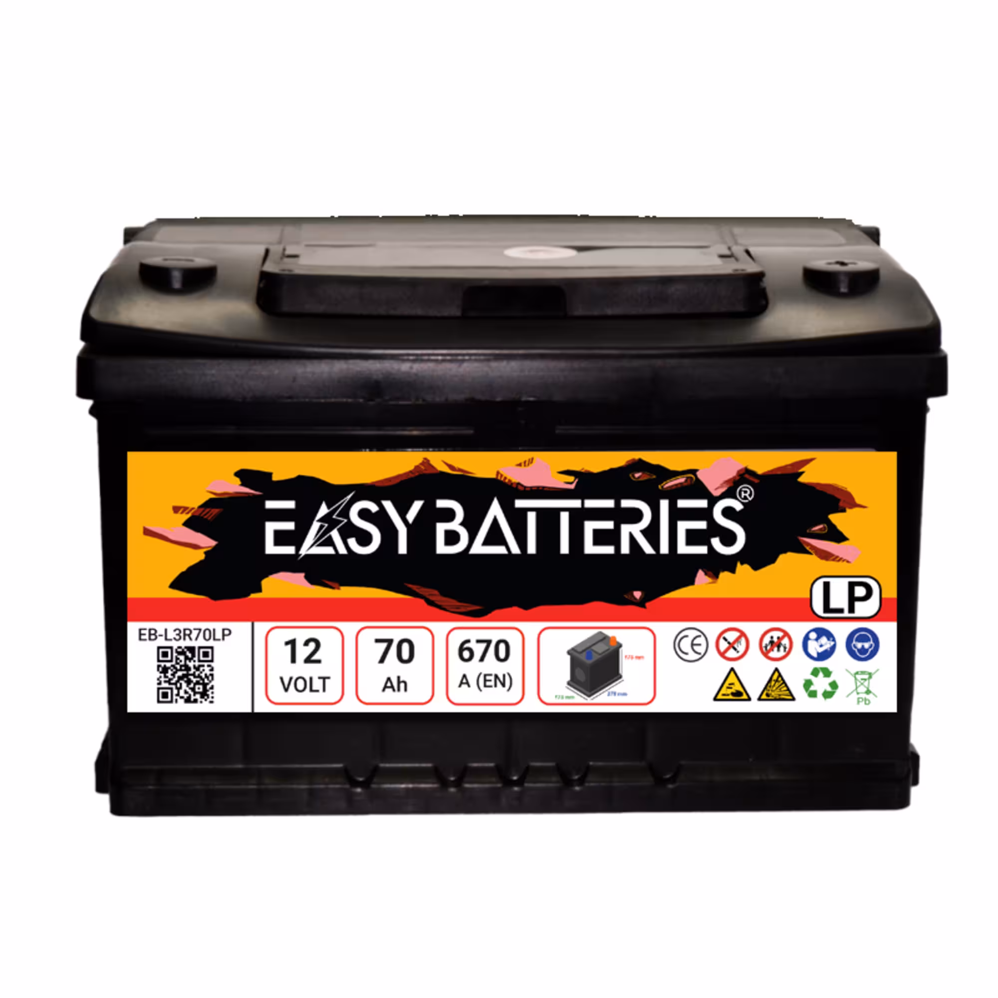 Batterie voiture taille basse 70ah easy batteries eb l3r70lp 1