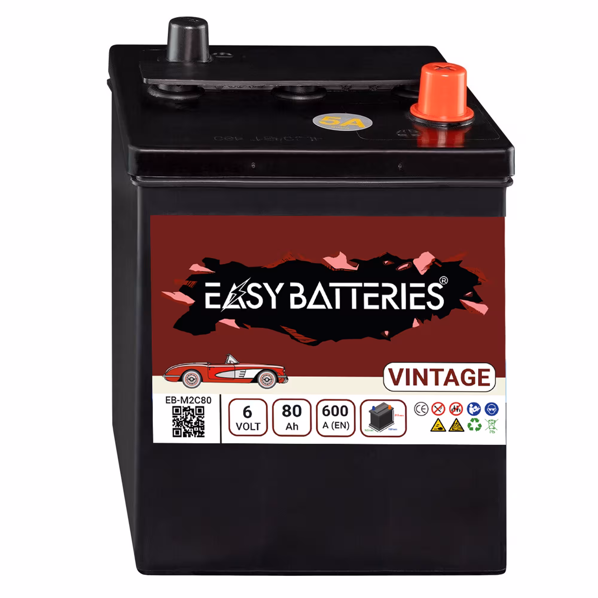 Batterie Voiture Ancienne 6V 80Ah 600A