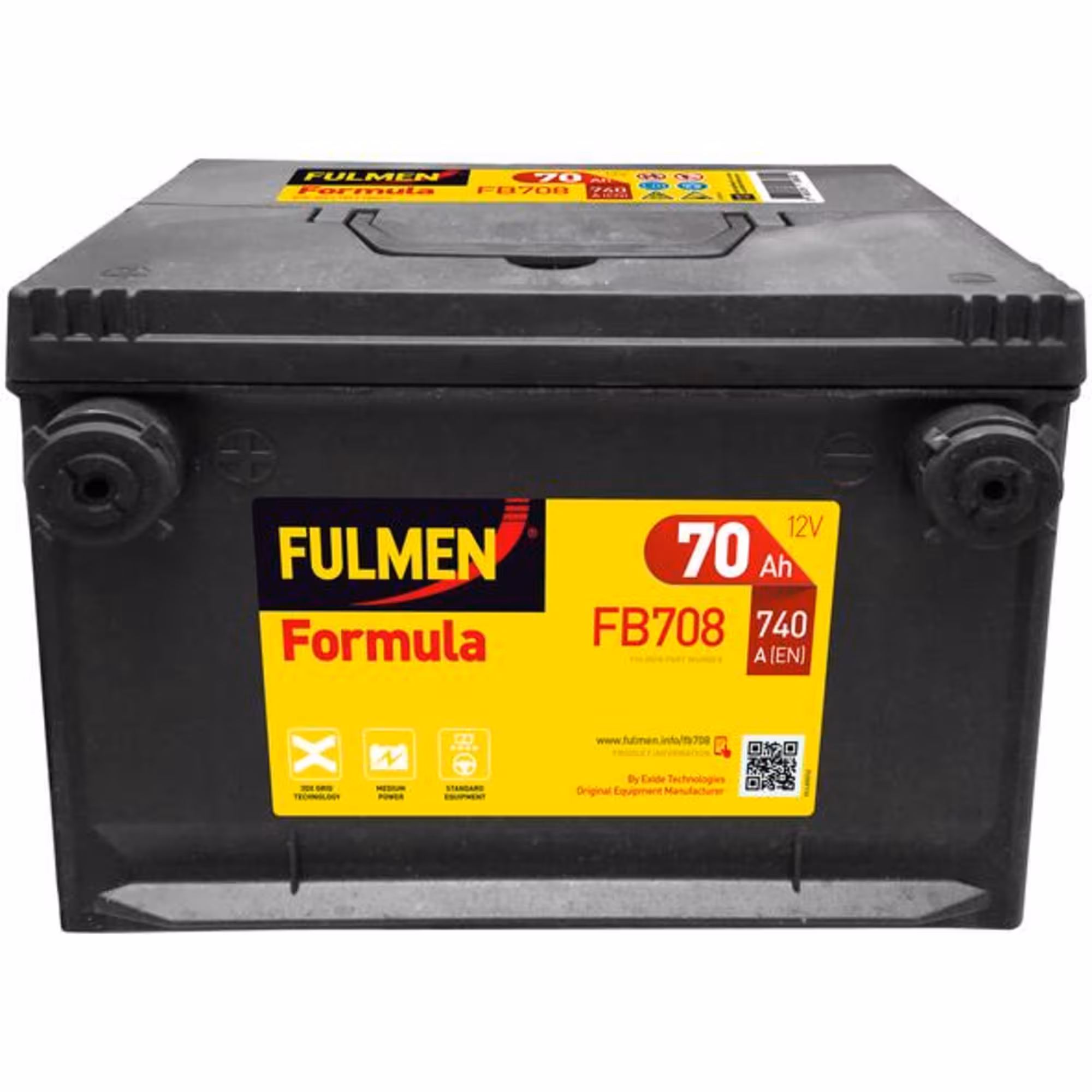 Batterie fulmen formula fb708 12v 70ah 740a bornes americaines 1