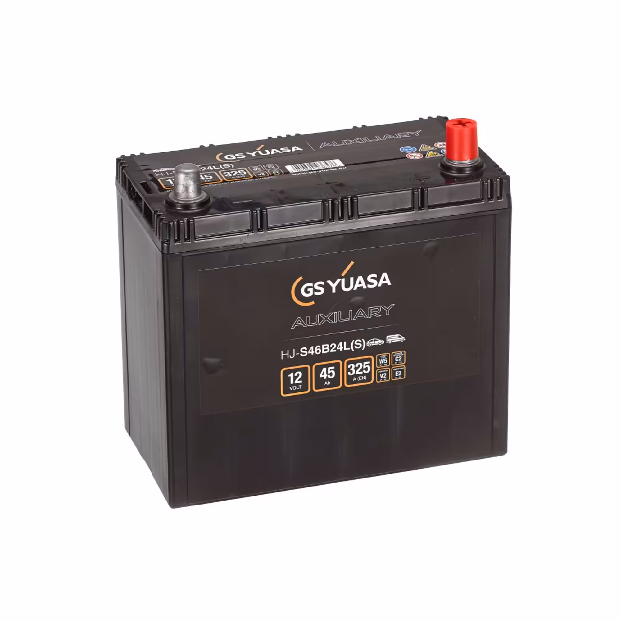 Batterie auxiliaire yuasa hj s46b24l(s) agm 12v 45ah 325a 1