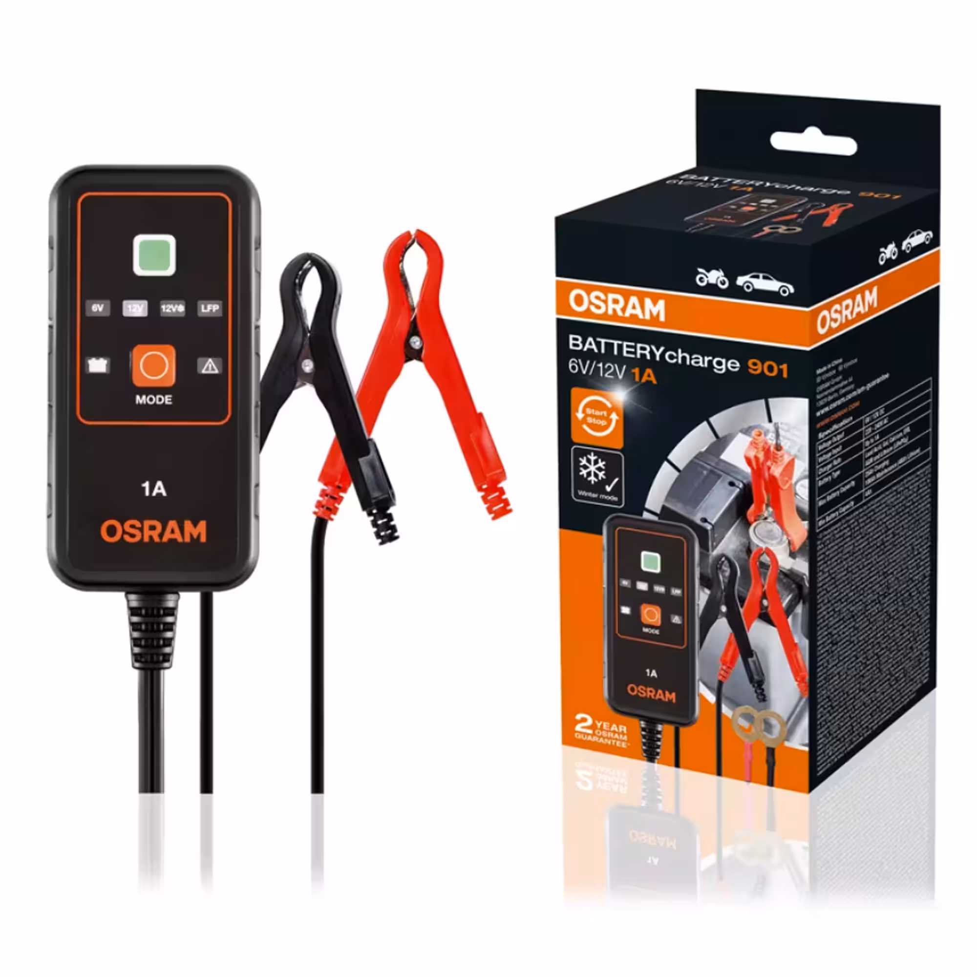 Chargeur de batterie OSRAM 1A avec maintien de charge – 6/12V (OEBCS901)