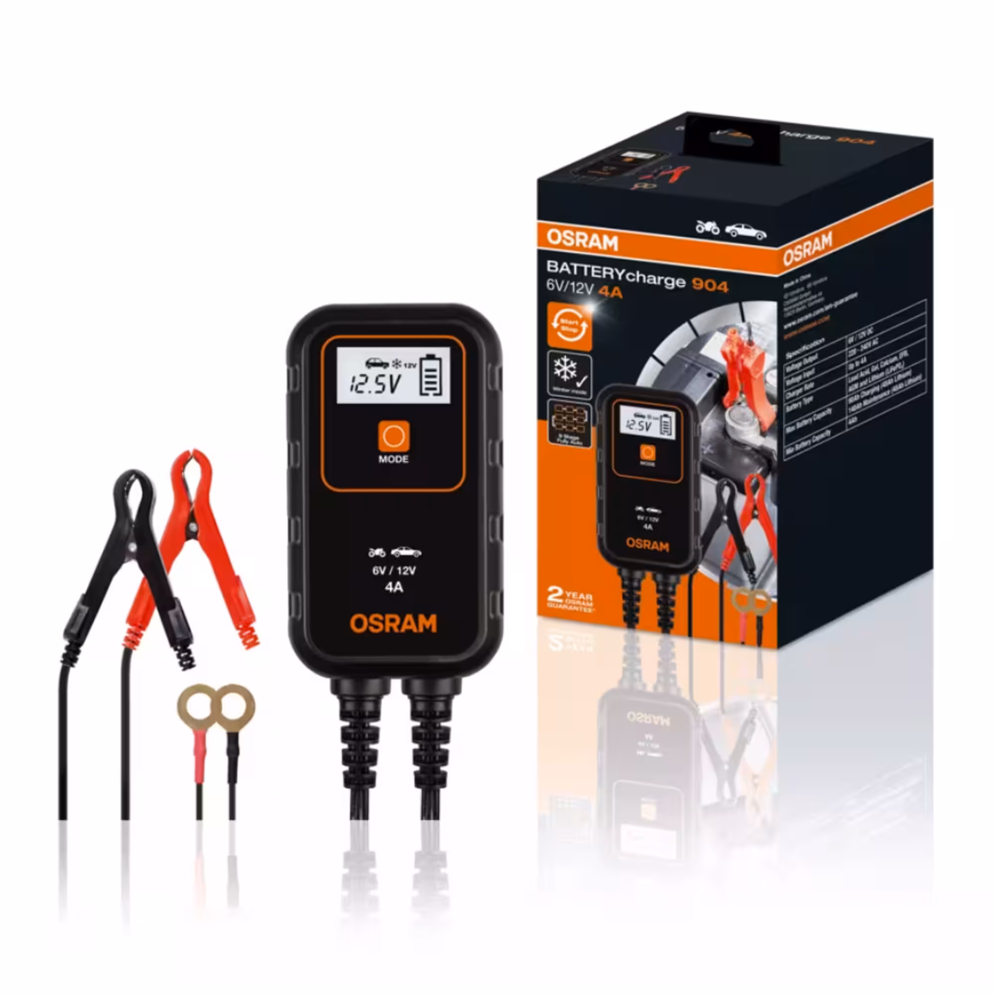 Chargeur de batterie OSRAM 4A avec maintien de charge – 6/12V (OEBCS904)
