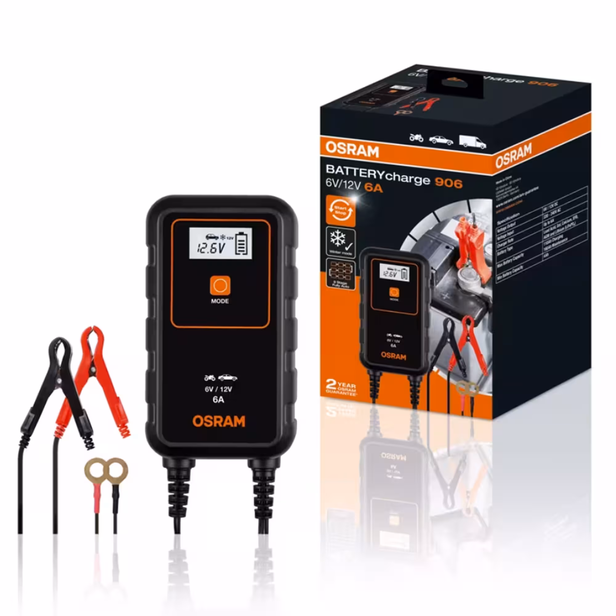 Chargeur de batterie 6A avec maintien de charge – 6/12V (OEBCS906)