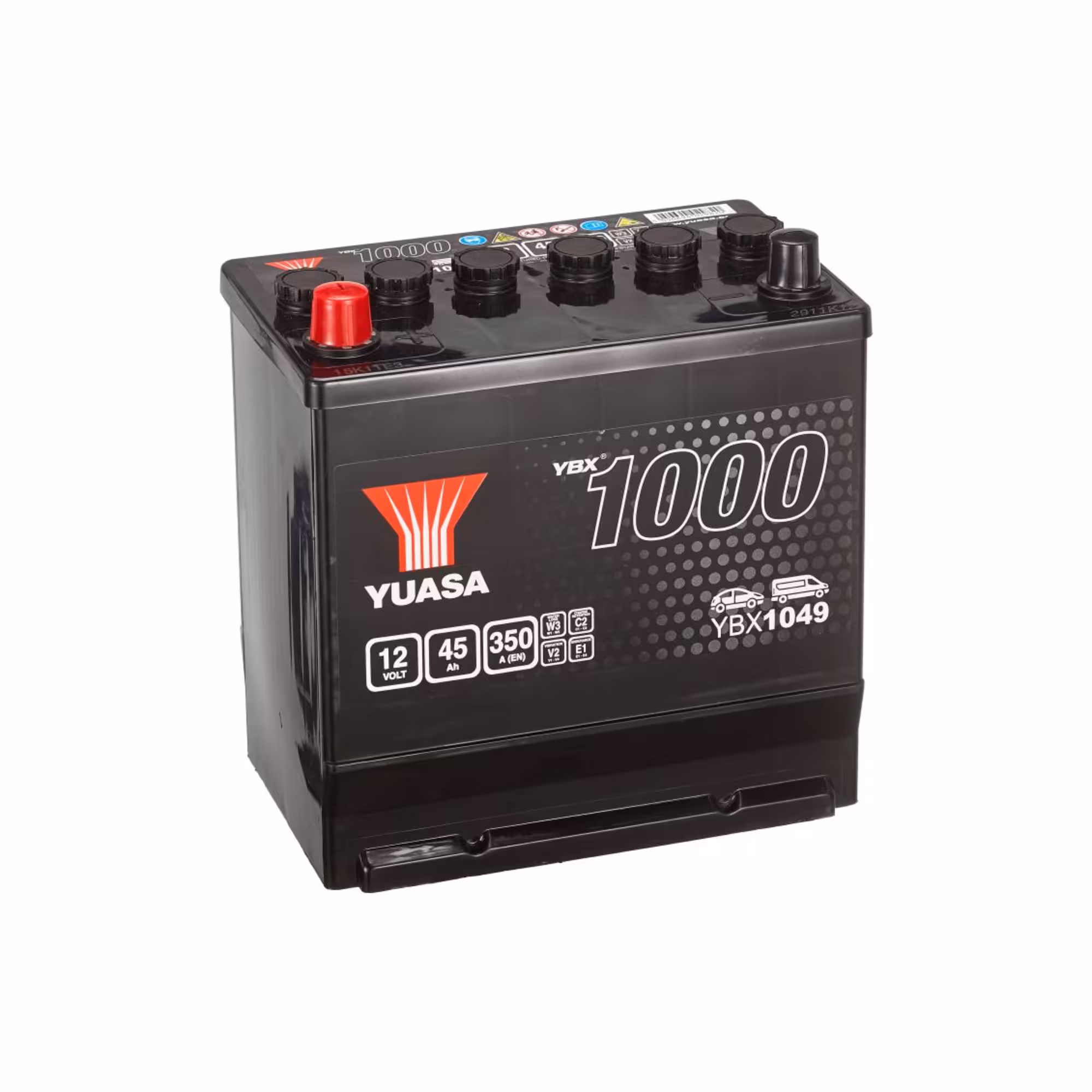 Batterie voiture yuasa ybx1049 12v 45ah 350a +gauche 1