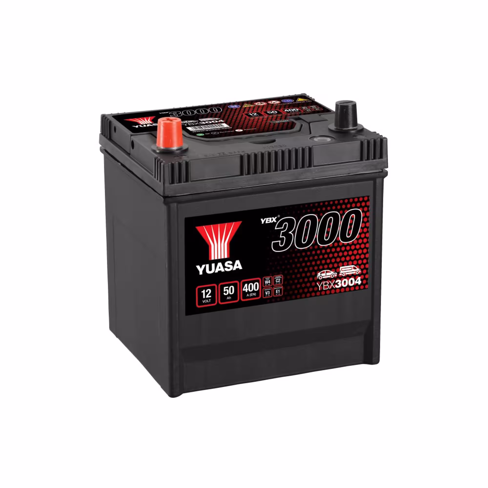 Batterie voiture yuasa ybx3004 12v 50ah 400a +gauche 1