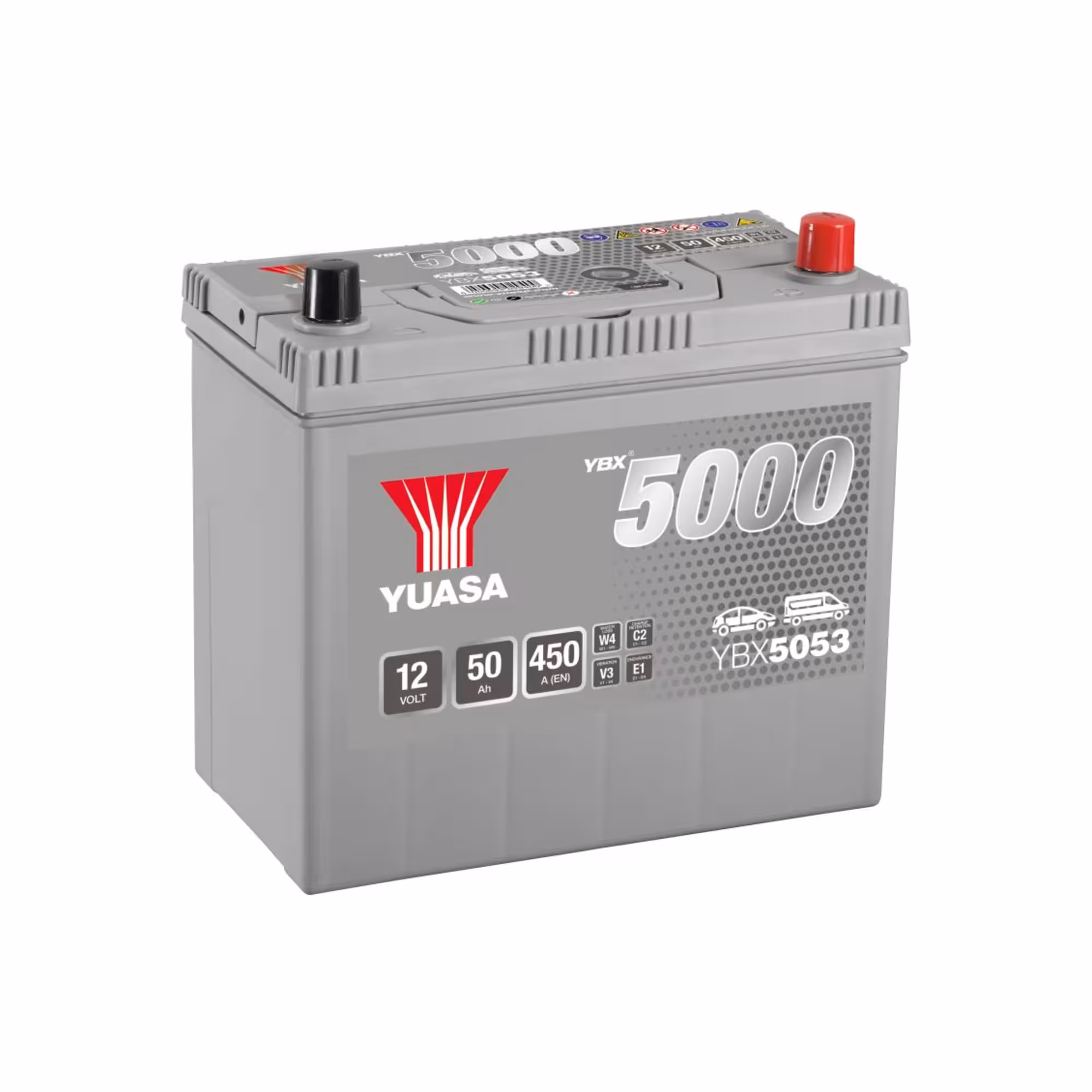 Batterie voiture yuasa ybx5053 12v 50ah 450a +droite haute performance 1