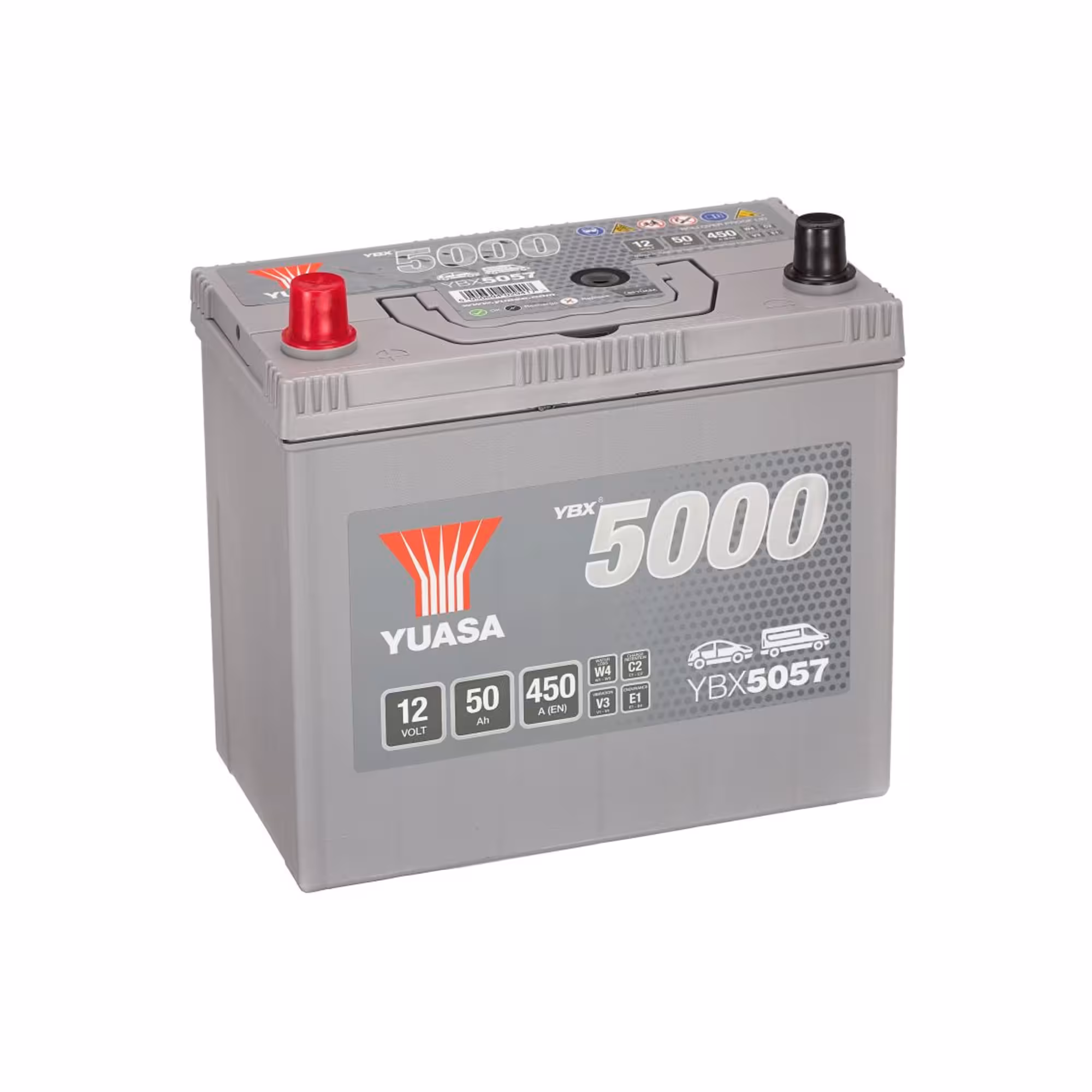 Batterie voiture yuasa ybx5057 12v 50ah 450a +gauche haute performance 1