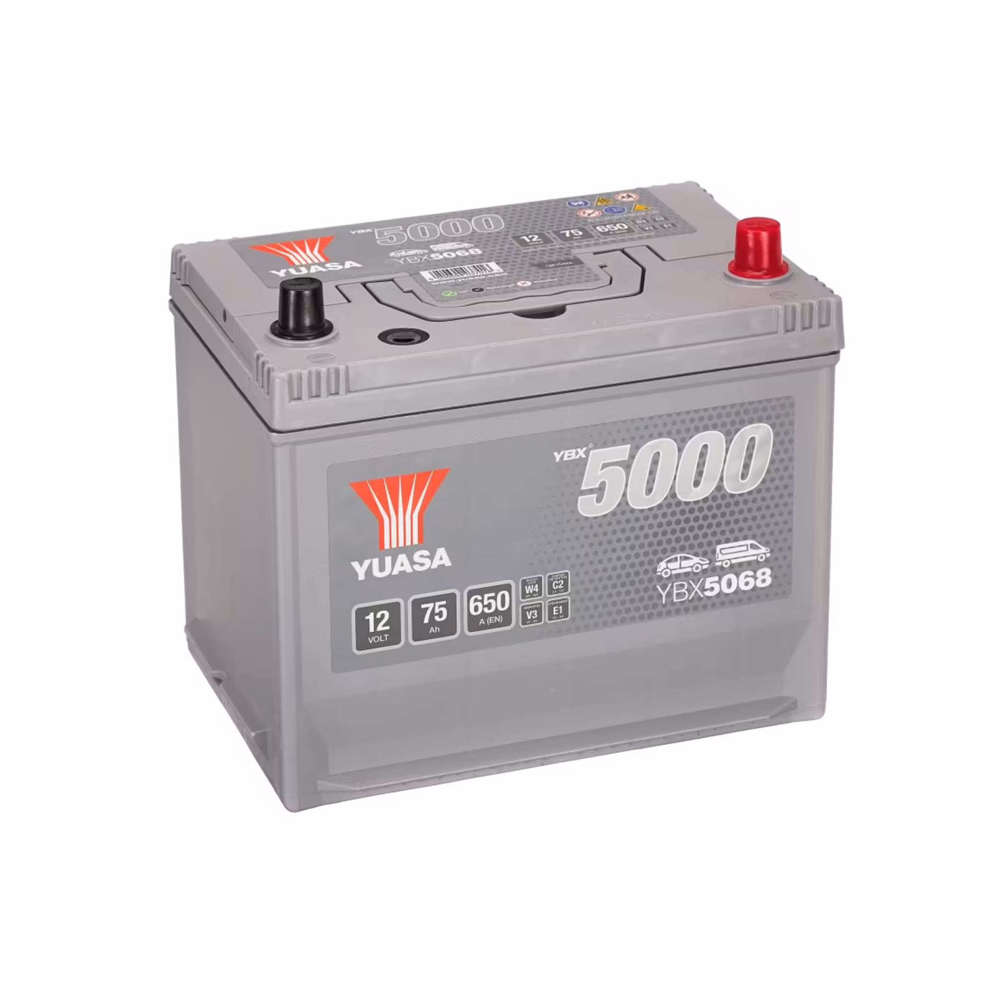 Batterie voiture yuasa ybx5068 12v 75ah 650a +droite haute performance 1