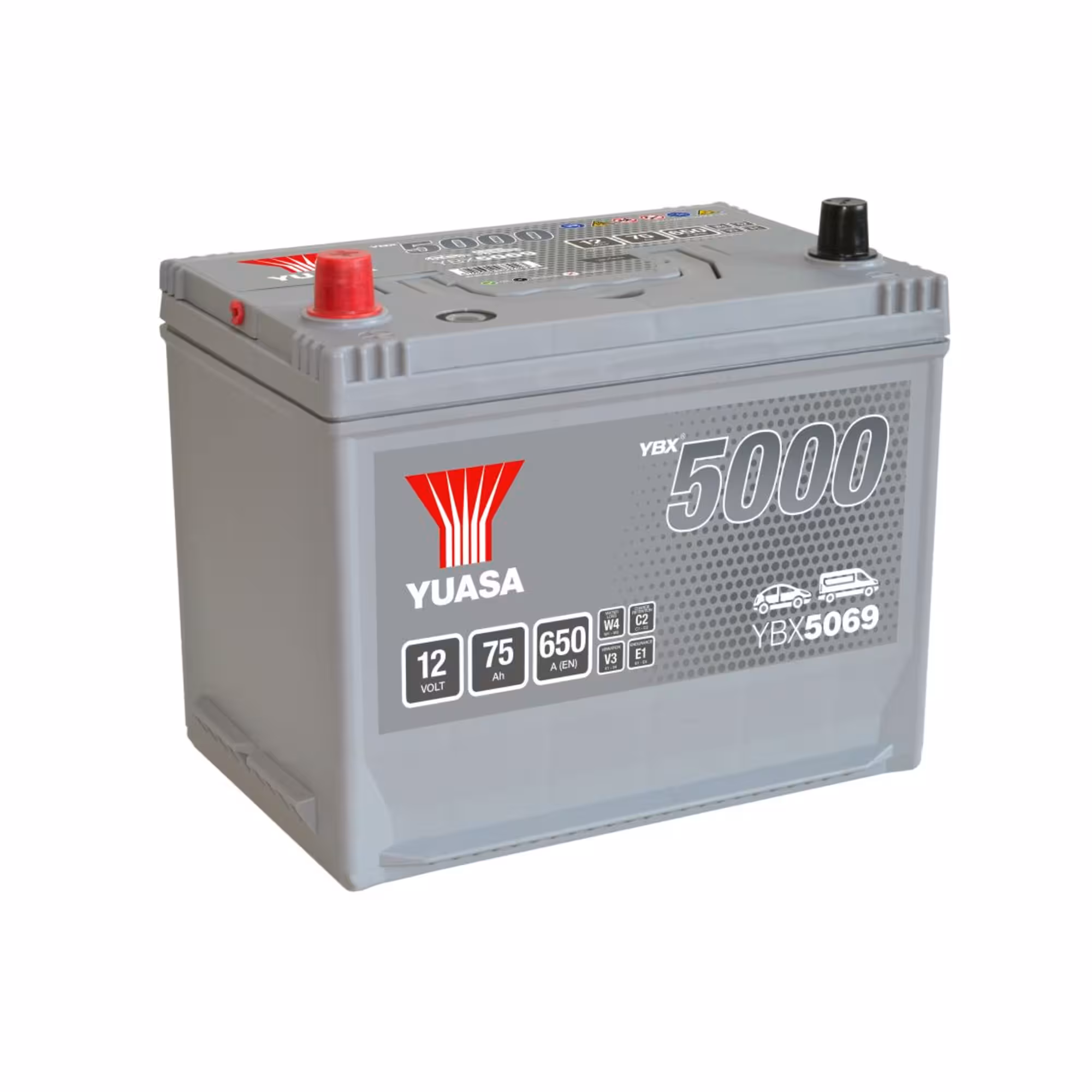 Batterie voiture yuasa ybx5069 12v 75ah 650a +gauche haute performance 1