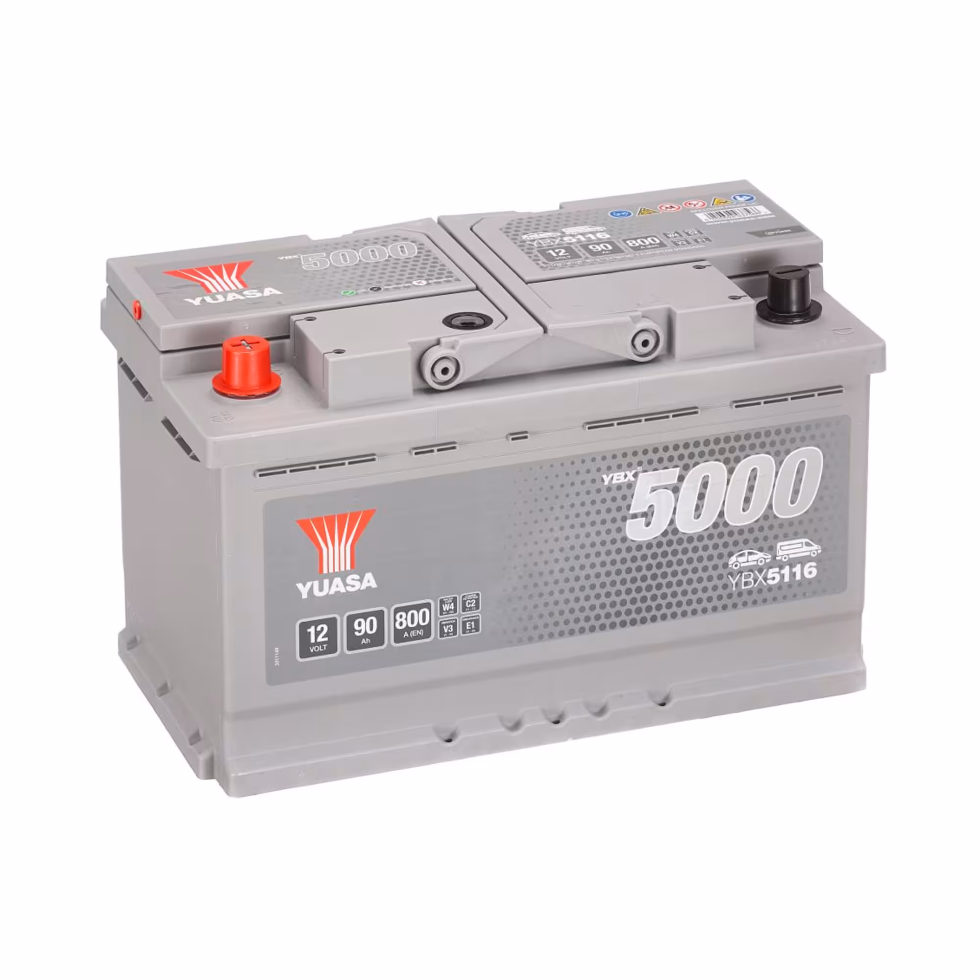 Batterie voiture yuasa silver ybx5116 12v 90ah 800a +gauche haute performance 1