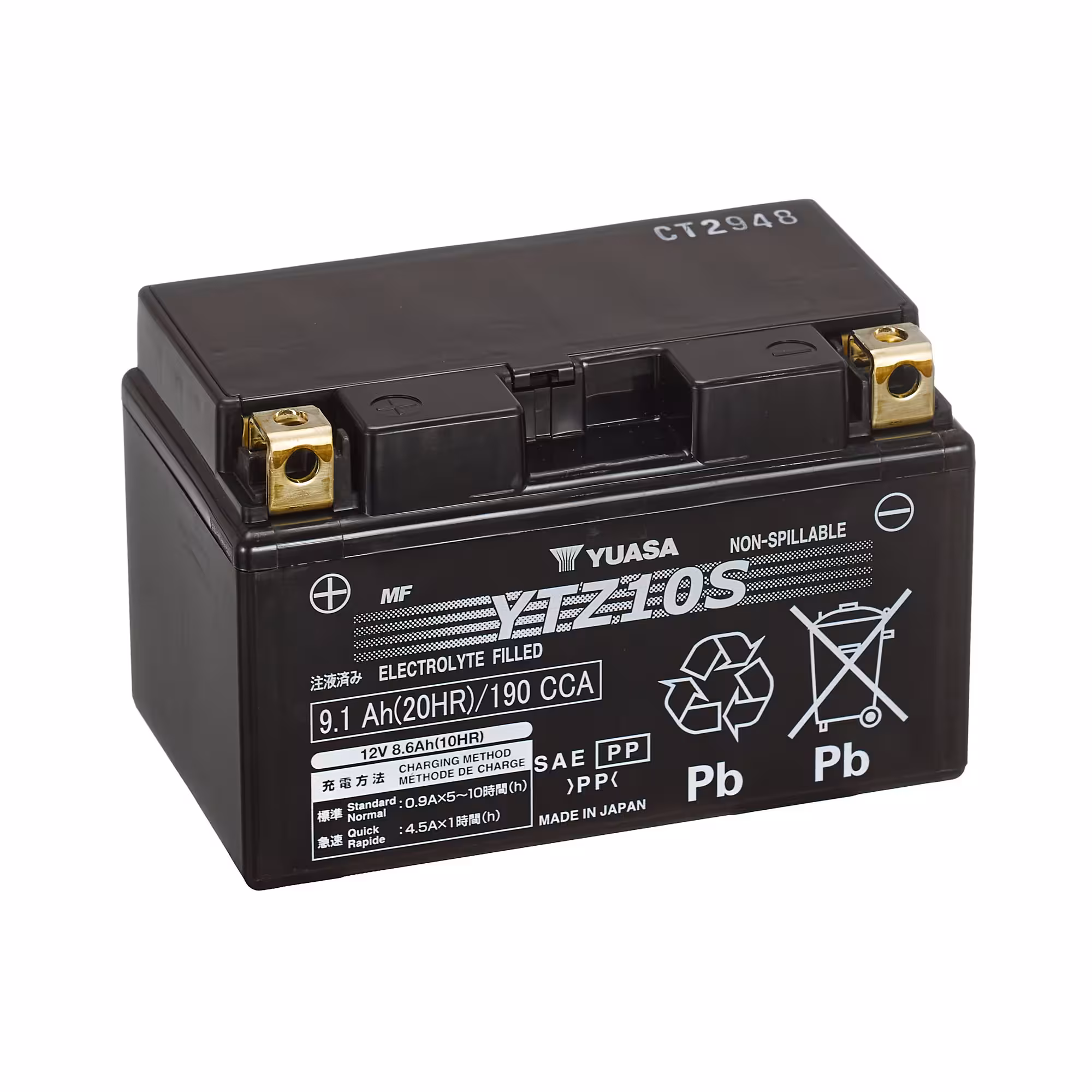 Batterie moto yuasa ytz10s 12v 9.1ah 190a 1